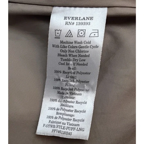 Everland The Renew Parka Men's L Tan Hooded Long 100% Recycled Polyester #J5326 - Picture 6 of 11